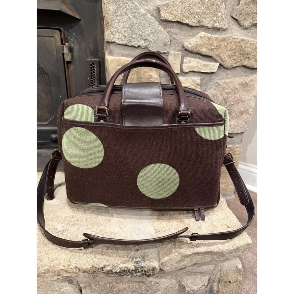 Hartmann Retro Carry On Vintage‎ Wool Leather Brown & Green Polka Dot Carry-On - Picture 3 of 12